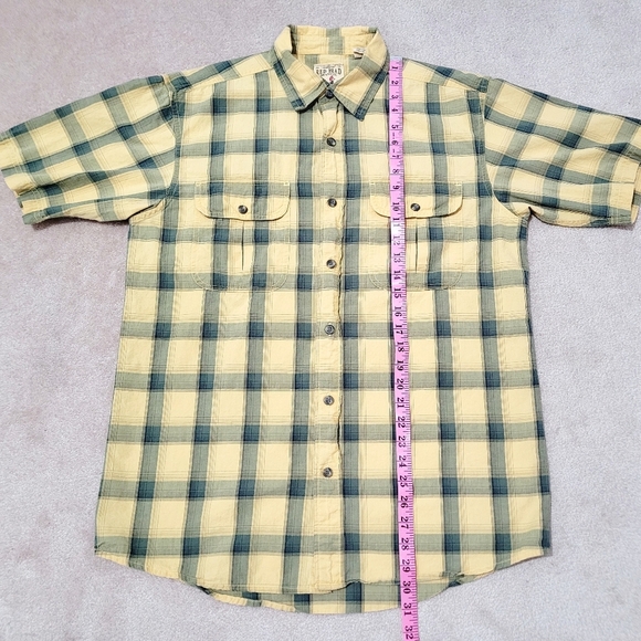 Red Head Shirt Mens Size Medium Short Sleeve Button Up yellow Plaid 100% Cotton - Picture 5 of 8